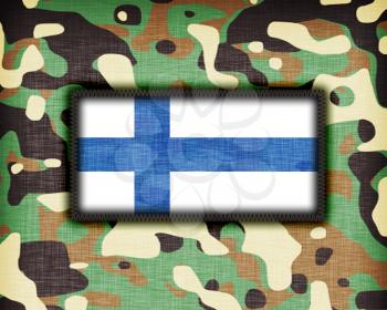 Amy camouflage uniform with flag on it, Finland