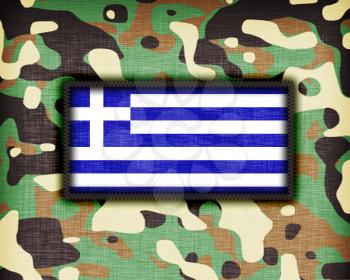 Amy camouflage uniform with flag on it, Greece
