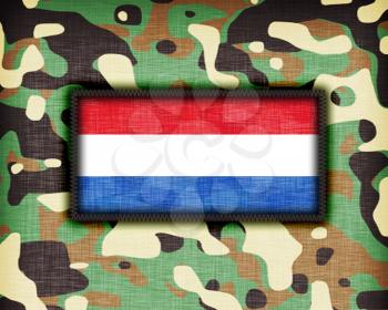 Amy camouflage uniform with flag on it, the Netherlands
