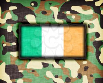 Amy camouflage uniform with flag on it, Ireland