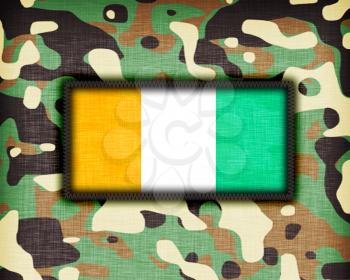 Amy camouflage uniform with flag on it, Ivory Coast
