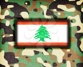 Amy camouflage uniform with flag on it, Lebanon