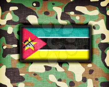 Amy camouflage uniform with flag on it, Mozambique