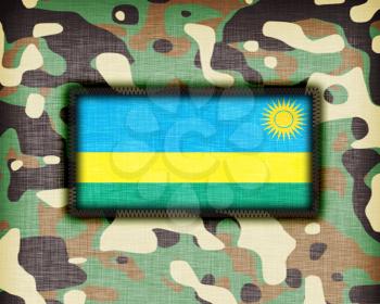 Amy camouflage uniform with flag on it, Rwanda