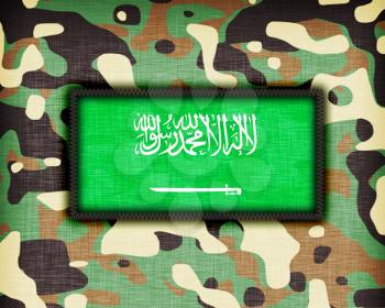 Amy camouflage uniform with flag on it, Saudi Arabia