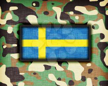 Amy camouflage uniform with flag on it, Sweden