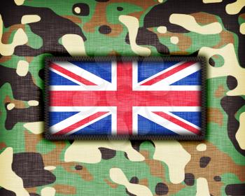 Amy camouflage uniform with flag on it, UK