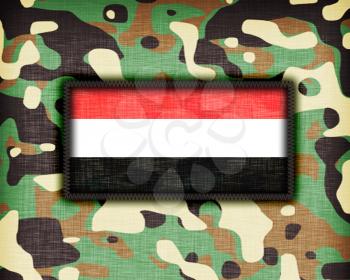 Amy camouflage uniform with flag on it, Yemen