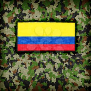 Amy camouflage uniform with flag on it, Colombia