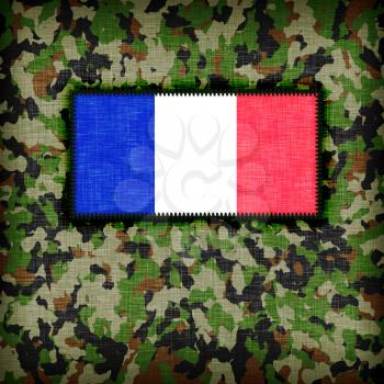 Amy camouflage uniform with flag on it, France