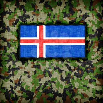 Amy camouflage uniform with flag on it, Iceland