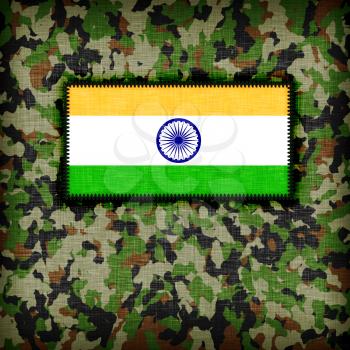 Amy camouflage uniform with flag on it, India