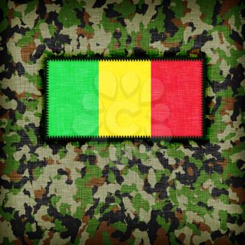 Amy camouflage uniform with flag on it, Mali