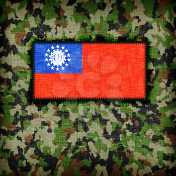 Amy camouflage uniform with flag on it, Myanmar