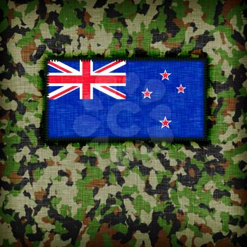 Amy camouflage uniform with flag on it, New Zealand