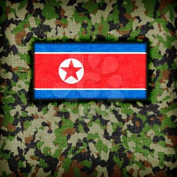 Amy camouflage uniform with flag on it, North Korea