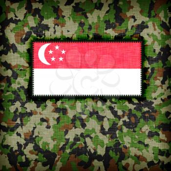 Amy camouflage uniform with flag on it, Singapore
