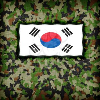 Amy camouflage uniform with flag on it, South Korea