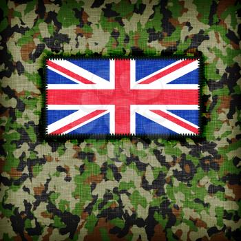 Amy camouflage uniform with flag on it, UK