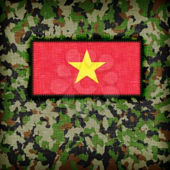Amy camouflage uniform with flag on it, Vietnam