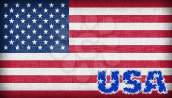 Flag of the USA isolated, linen patern