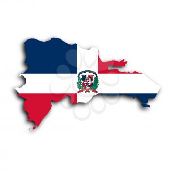 Map of the Dominican Republic, filled with flag