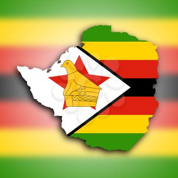 Map of Zimbabwe filled with the national flag