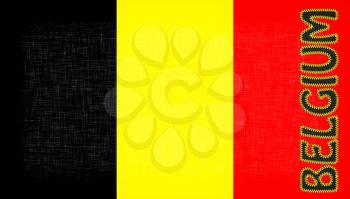 Flag of Belgium with letters stiched on it
