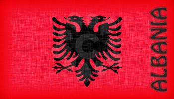 Flag of Albania stitched with letters, isolated