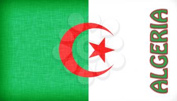 Linen flag of Algeria with letters stiched on it