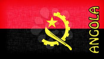 Flag of Angola stitched with letters, isolated
