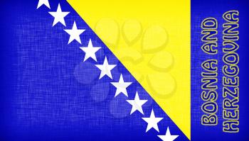 Flag of Bosnia and Herzegovina stitched with letters, isolated