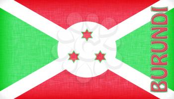 Linen flag of Burundi with letters stitched on it