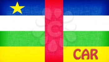 Flag of the Central African Republic stitched with letters, isolated