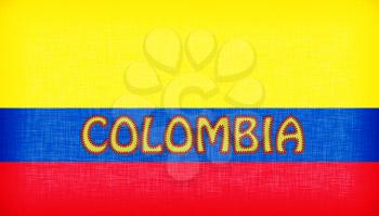 Flag of Colombia stitched with letters, isolated