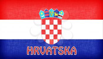 Linen flag of Croatia with letters stitched on it