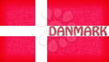 Flag of Denmark stitched with letters, isolated