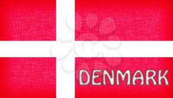 Flag of Denmark stitched with letters, isolated