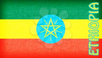 Flag of Ethiopia stitched with letters, isolated