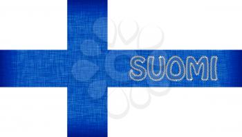 Flag of Finland stitched with letters, isolated
