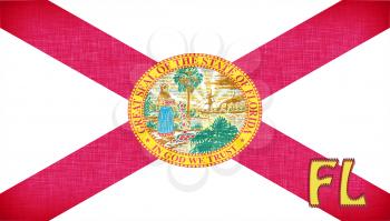 Linen flag of the US state of Florida with it's abbreviation stitched on it