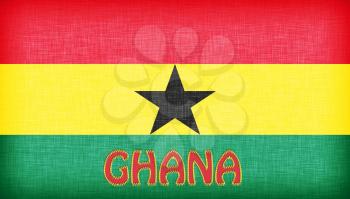Linen flag of Ghana with letters stitched on it