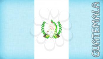 Linen flag of Guatemala with letters stitched on it