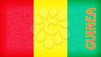 Flag of Guinea stitched with letters, isolated