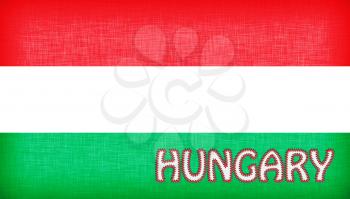 Flag of Hungary stitched with letters, isolated