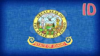 Linen flag of the US state of Idaho with it's abbreviation stitched on it