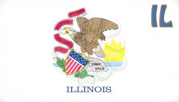 Linen flag of the US state of Illinois with it's abbreviation stitched on it