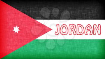 Linen flag of Jordan with letters stiched on it