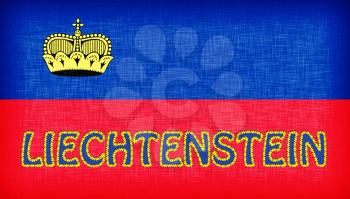 Flag of Liechtenstein stitched with letters, isolated