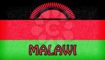 Flag of Malawi stitched with letters, isolated